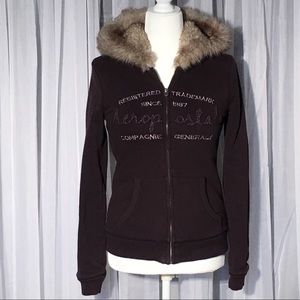 🔥Aeropostale Logo Faux Fur Lined Jacket Vintage